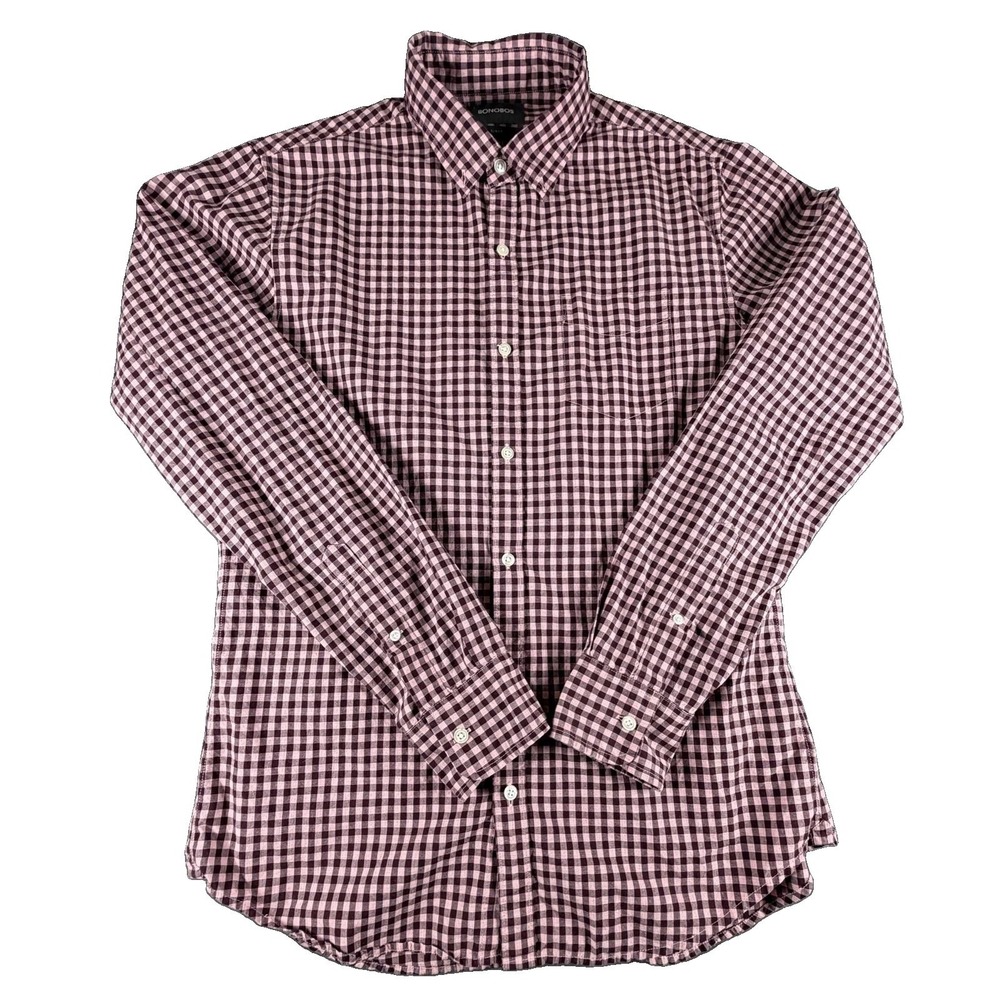 Bonobos Shirt Mens LT Red Check Long Sleeve Button Down Slim Fit Casual